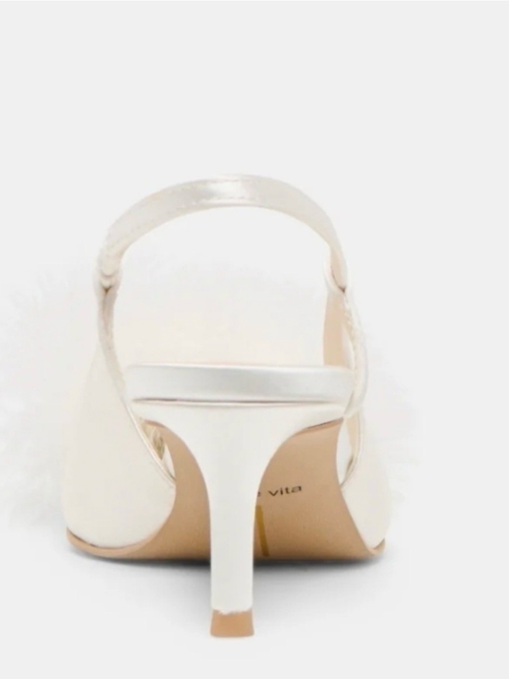 New! Dolce Vita White Feather Slingback Heels - Picture 6 of 11